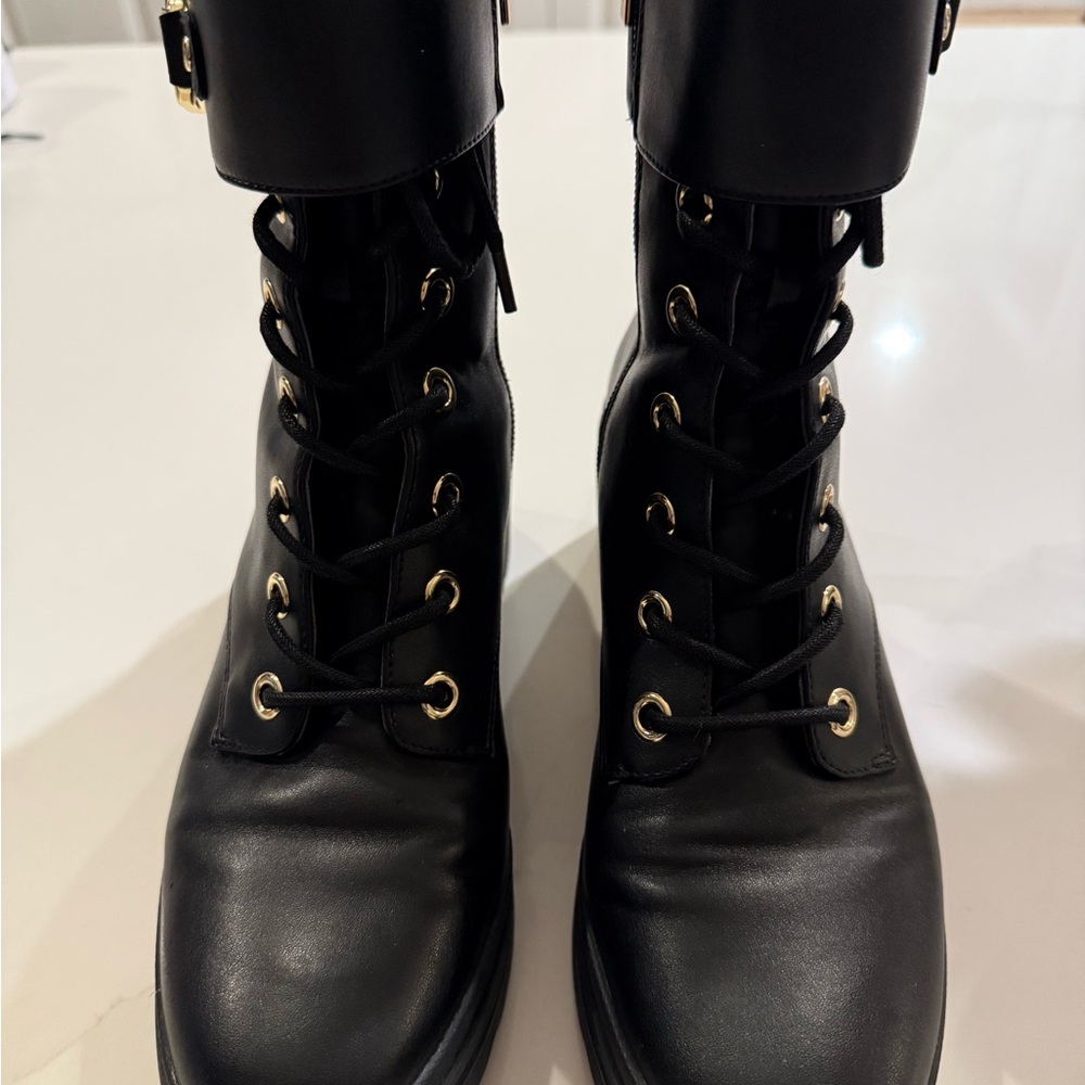 Michael Kors Black Ankle Boots with Gold Accents